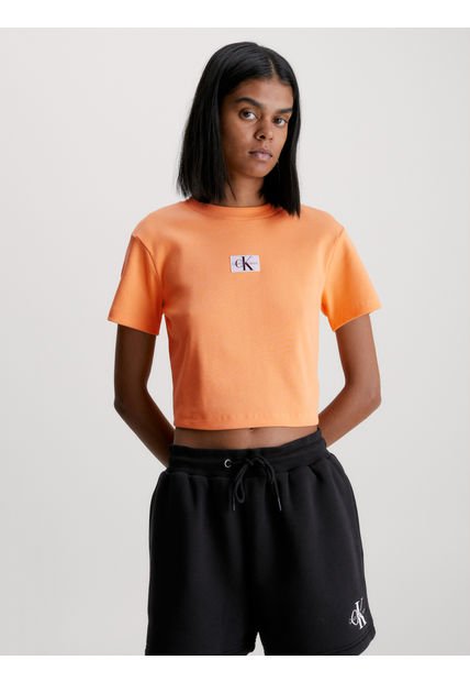 Polera Badge Rib Naranja Calvin Klein