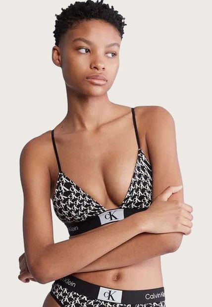 Bralette Calvin Klein Print Negro