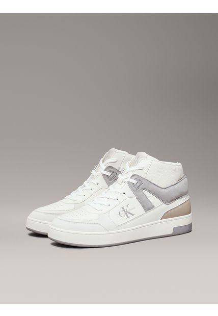 Zapatilla De Cuero Basket Cup Mid Blanco Calvin Klein