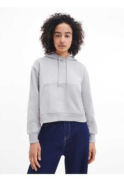 Polerón Hoodie Stacked Logo Gris Calvin Klein