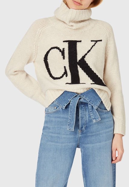 Sweater Calvin Klein Jeans Beige - Calce Regular - Compra Ahora | Dafiti  Chile