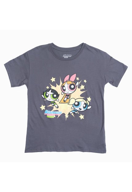 Polera Mujer Chicas Superpoderosas  Gris Cartoon Network I