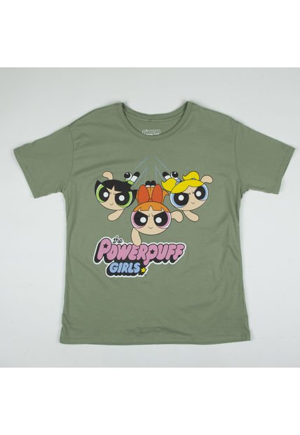 Poleras Manga Corta Mujer Volando Verde Chicas Superpoderosa