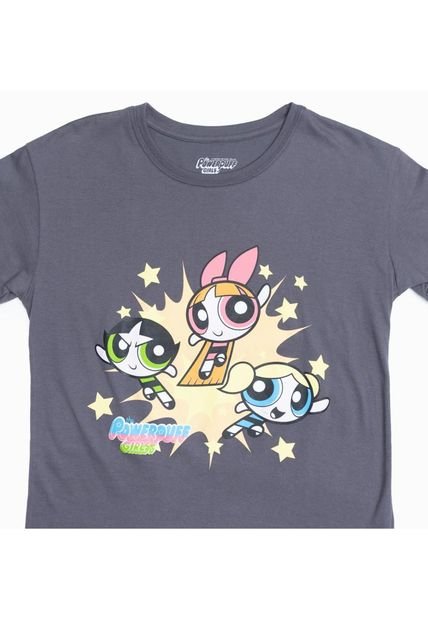 Polera Mujer Chicas Superpoderosas  Gris Cartoon Network