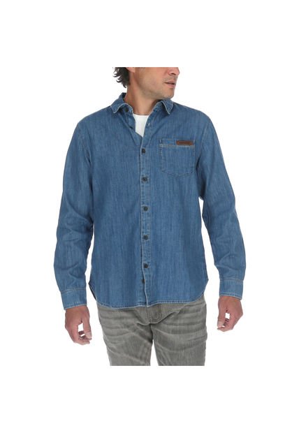 Camisa Hombre Foundation L/S Denim Shirt Celeste CAT