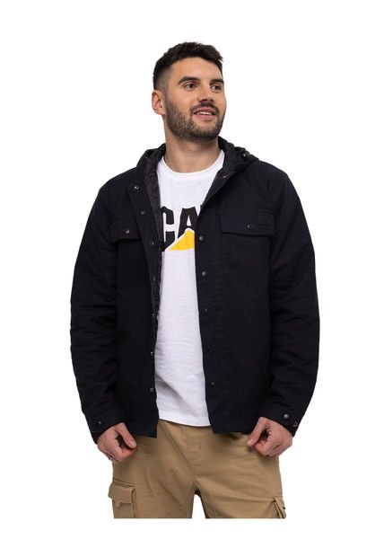 Chaqueta Flannel Snap Front L Negro Hombre CAT