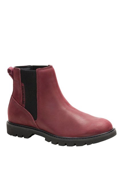 Botin Cuero Mujer Colorado Chelsea Burdeo CAT