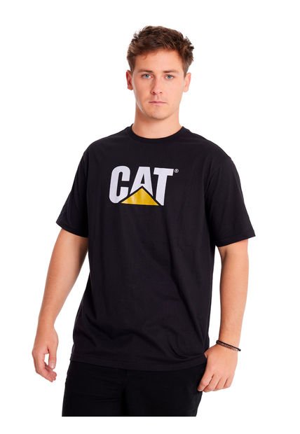 Polera Manga Corta Hombre Cat Logo Tee Negro CAT