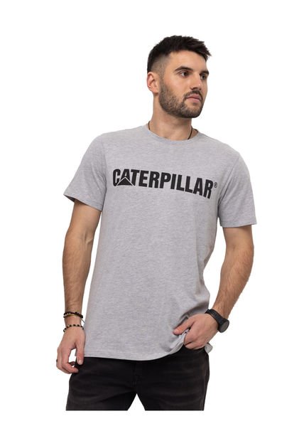 Polera Manga Corta Caterpillar Logo Tee Gris Hombre CAT