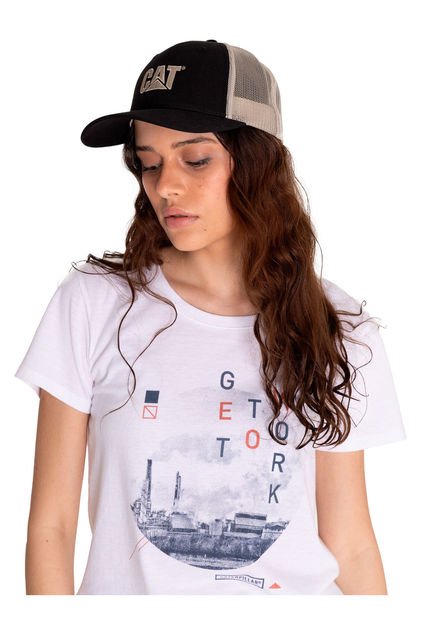 Jockey Negro Cat Logo Mesh Back H Mujer Cat