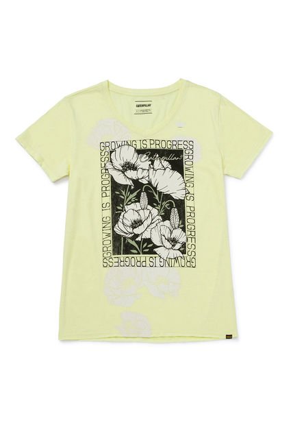 Polera Manga Corta Mujer W V-Neck Graphic3 Amarillo CAT