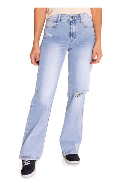 Jeans Wide Leg Mujer Triblend Stretch Denim Celeste CAT