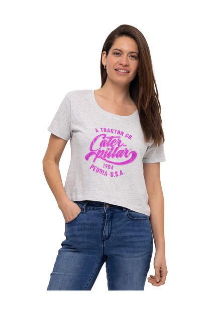 Polera Manga Corta Joyce Crop Tee Blanco Mujer CAT