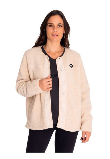 Polar Mujer Long Button Front Sherpa Beige/Crudo CAT