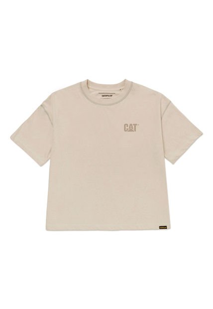 Polera Manga Corta Mujer Cat Logo BoxyBeige/Crudo CAT