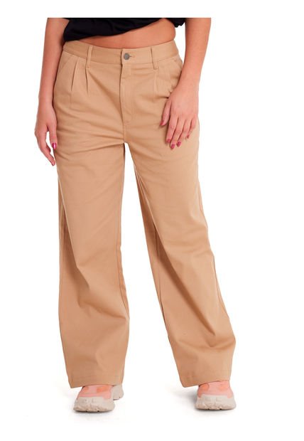 Pantalón Mujer Wide Leg Stretch Chino Beige/Crudo CAT