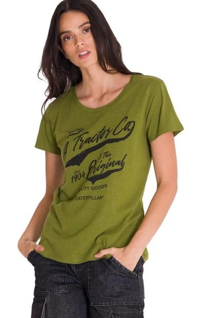 Polera Crew Everyday Graphic 1 Mujer Verde Musgo CAT