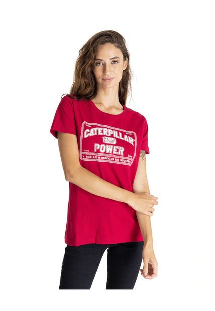 Polera Manga Corta Mujer Women S Caterpillar Rojo CAT