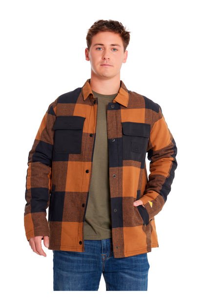 Chaqueta Hombre Flannel Snap Frn LW Insulated Café CAT