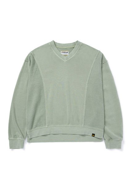 Polerón Mujer Oversize Vneck Pullover SweatSh Verde CAT