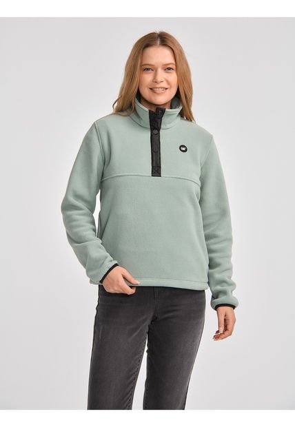 Polar Mujer W Polar Fleece Half Snap PoVerde CAT