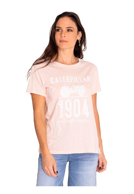 Polera Manga Corta Mujer Historic Graphic Rosa CAT