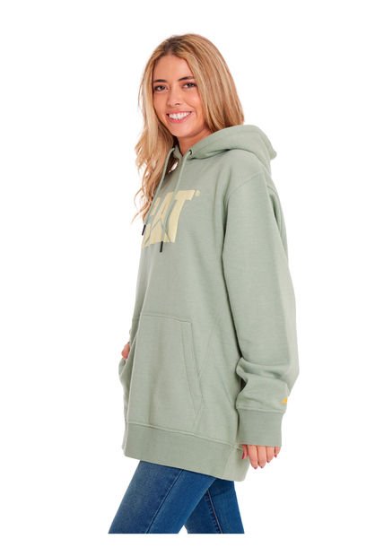 Polerón Mujer Heather Fleece Logo Pullover Verde CAT