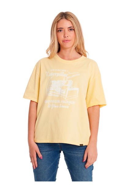 Polera Manga Corta Mujer Boxy HW Graphic1 Amarillo CAT