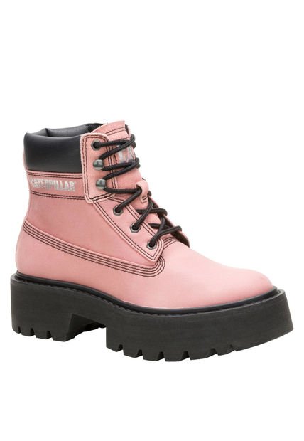 Botin Cuero Mujer Colorado Max 6 Zip Palo Rosa CAT