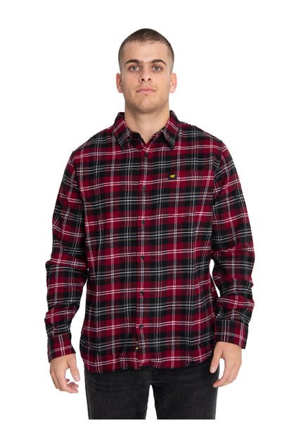 Camisa Manga Larga Hombre Foundation Flannel Rojo CAT