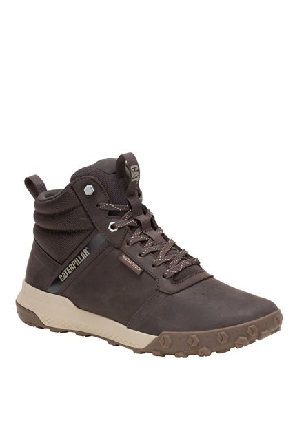 Botin Impermeable Cuero Hombre Hex Ready Mid Café CAT