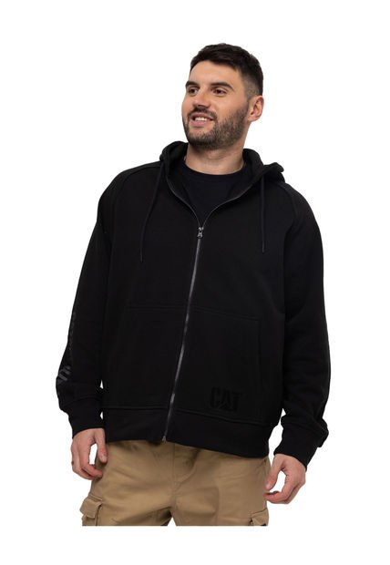 Polerón Hombre Fleece Cat Logo Full Zip Negro CAT