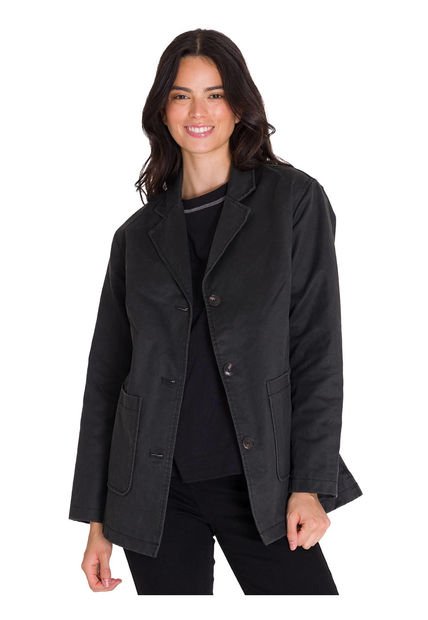 Blazer Waxed Twill Relaxed Chore Mujer Negro CAT