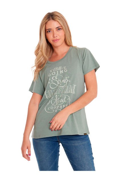 Polera Manga Corta Mujer Crew Graphic Tee 1 Verde CAT