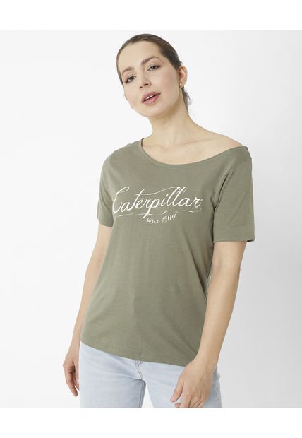 Polera M/C W Off The Shoulder T Verde Oscuro Mujer CAT