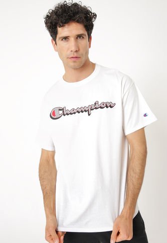 Champion Polera Champion Short Sleeve JS Blanco Calce Regular Champion Ofertitas