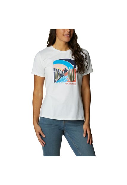 Polera M/C Mujer Sun Trek Graphic Ii Blanco Columbia