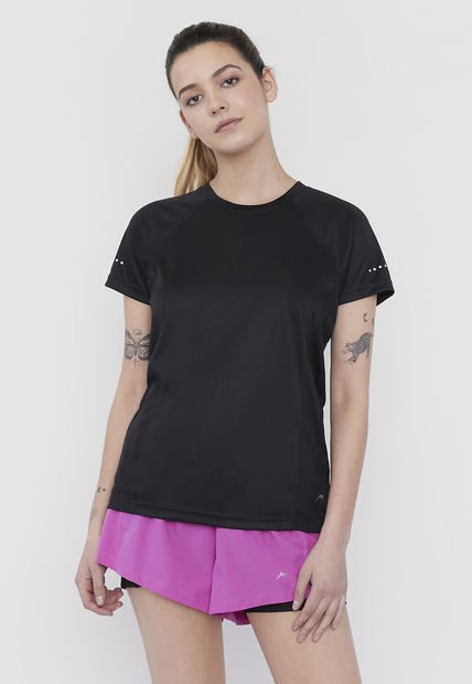 Polera Mujer Deportiva Poliéster R-Neck Negro Corona