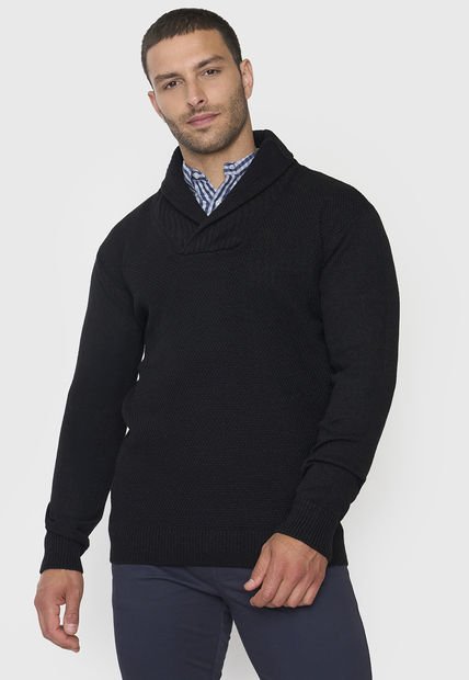 Tejido Hombre Cuello Shawl Negro Corona