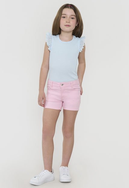 Short Niña Kids Denim Bolsillos Color Rosado Corona