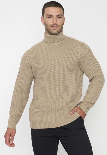 Tejido Hombre Cuello Alto Beige Corona