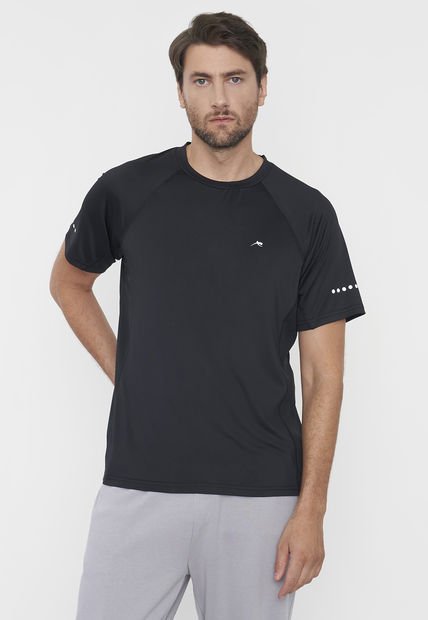 Polera Hombre Deportiva Poliester R-Neck 3 Negro Corona