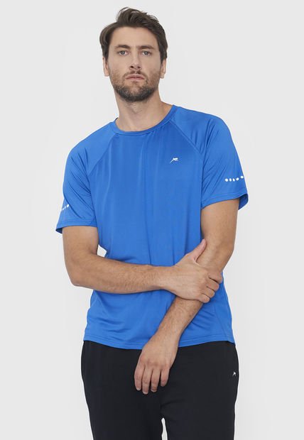 Polera Hombre Deportiva Poliester R-Neck 3 Azul Corona