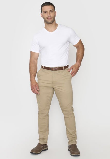 Pantalón Hombre Cinturón Beige Corona