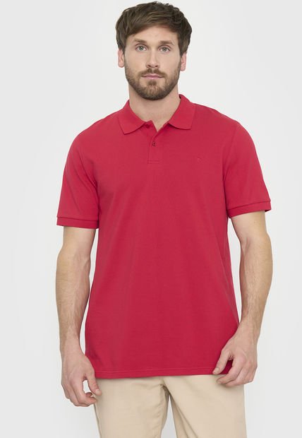 Polera Hombre Lisa Piqué Rojo M/C Corona