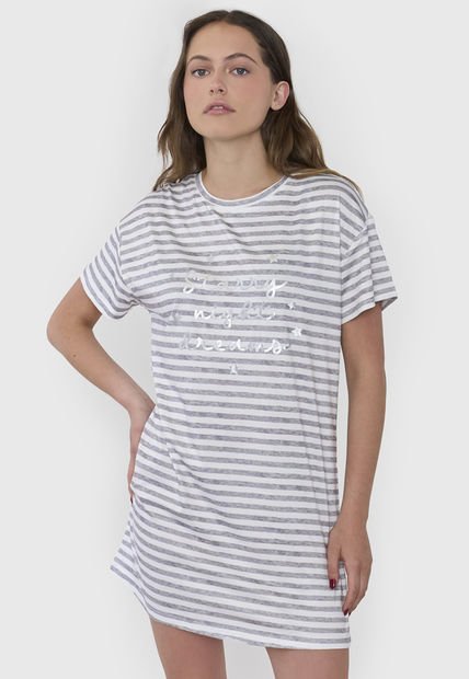 Camisa De Dormir Mujer Poliéster Rayas Gris Corona