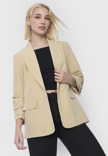 Blazer Mujer Liso Beige Corona