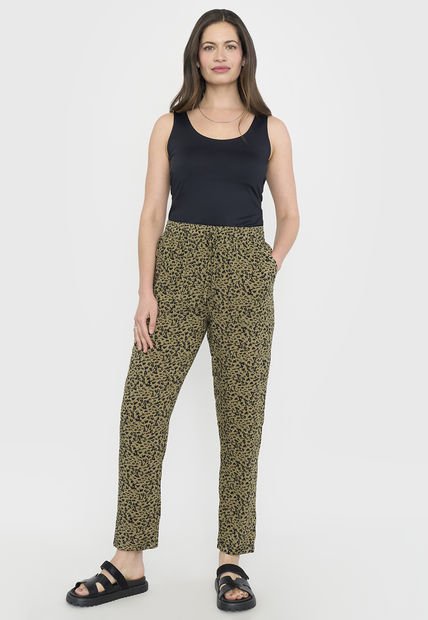 Pantalón Mujer Bombacho Viscosa Verde Print Corona