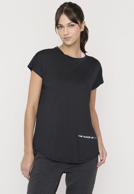 Polera Mujer Deportiva Color Negro Melange Corona