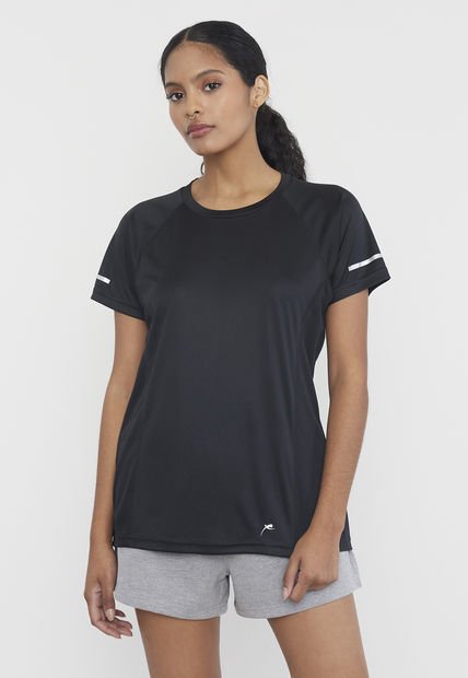 Polera Mujer Deportiva R-Neck Poliéster Negro Corona